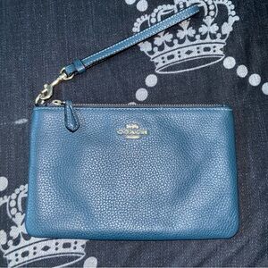 Coach Teal Leather Wristlet